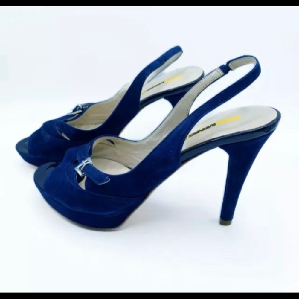 Foscati Women Blue Suede Leather Sandals Size 7.5